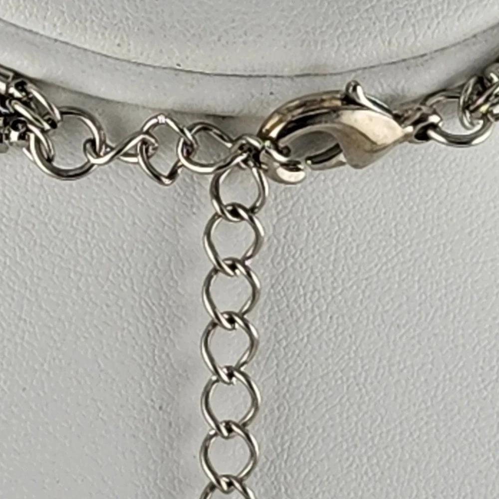 Silver Tone Layered Moonglow Bead Necklace‎